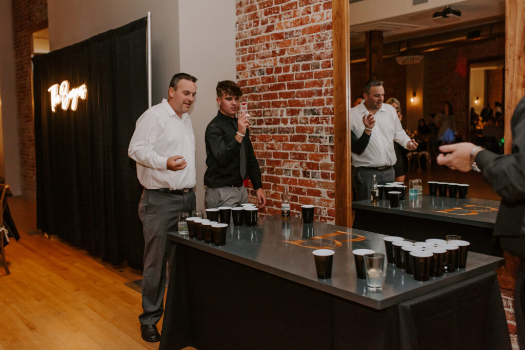 beer pong at wedding reception at montvale event center