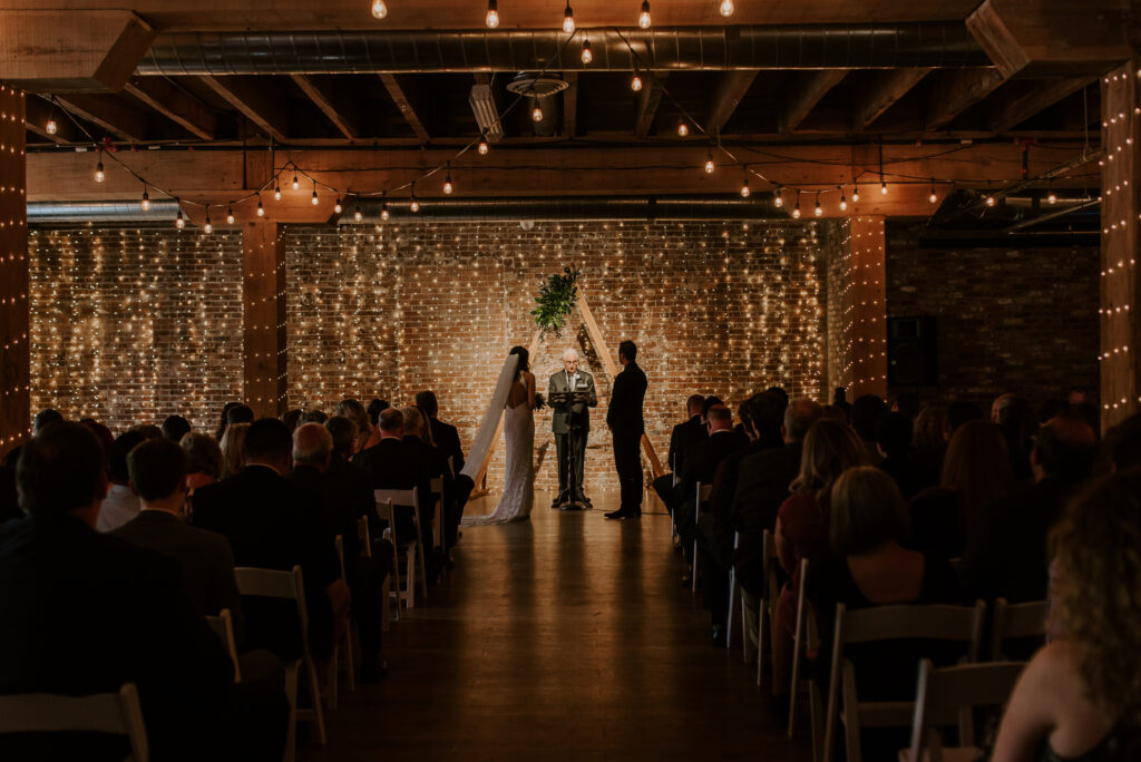 Wedding ceremony with twinkle lights