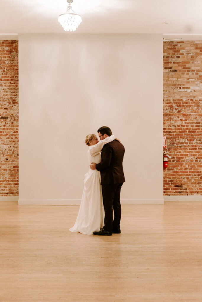 bride and groom first dance at montvale event center ballroom