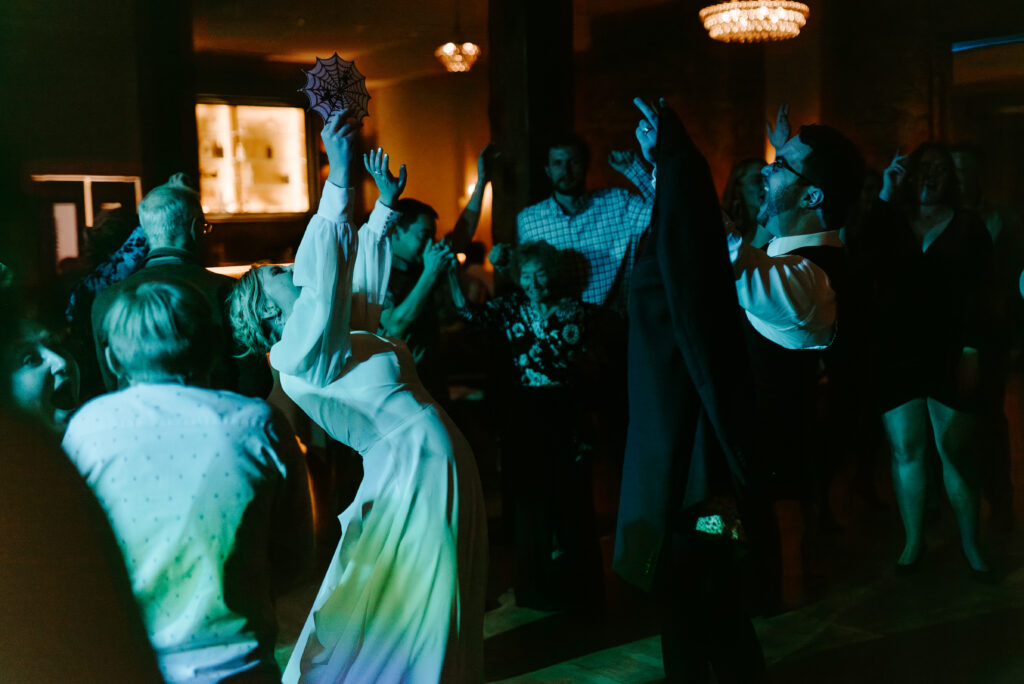bride and groom dancing during wedding reception at montvale event center