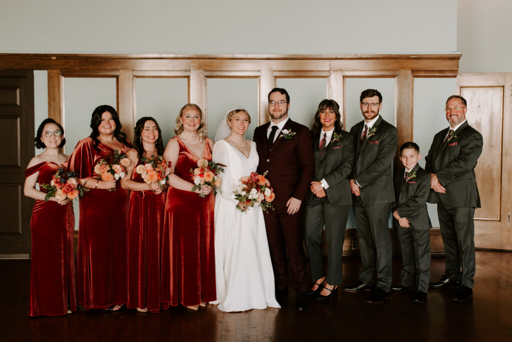 wedding party formal photos at the montvale event center