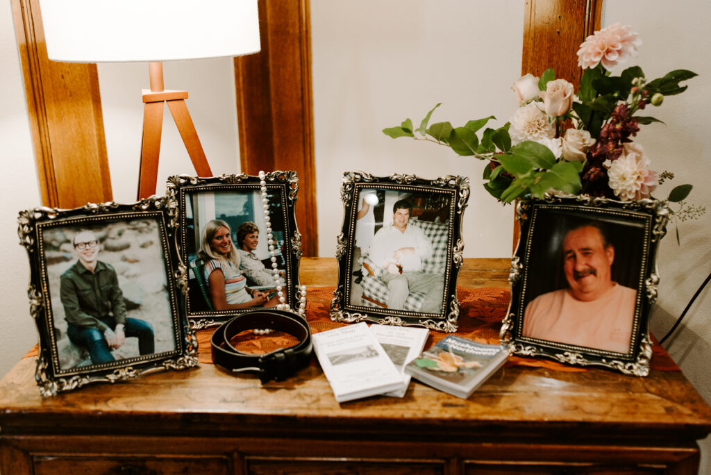 photos of the bride and groom's late family