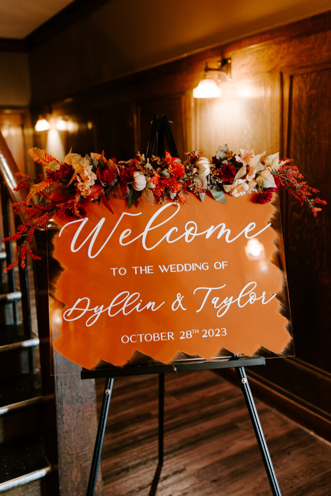 wedding welcome sign for montvale event center