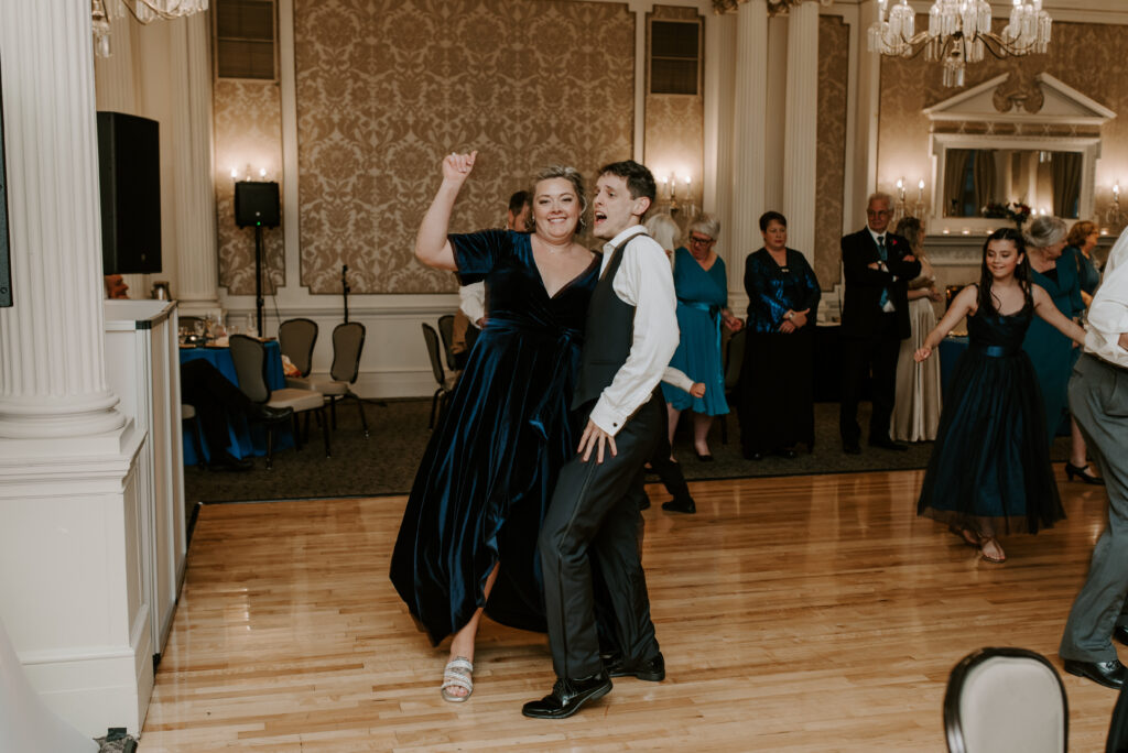 groomsmmand and bridesmaid on the dance floor at Spokane Club
