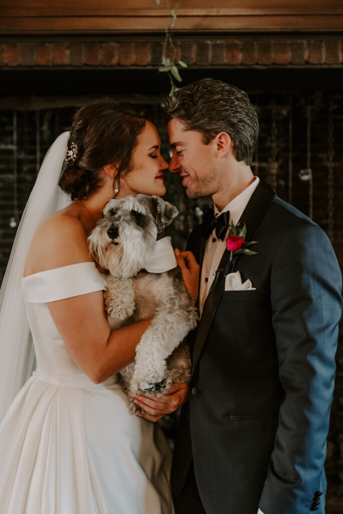 Bride and Groom with their dog