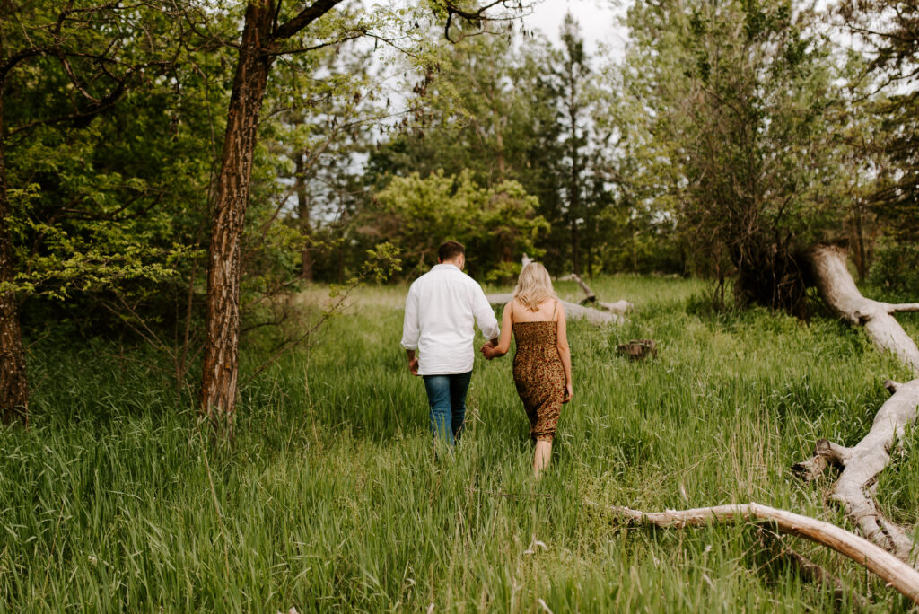 future bride and groom walking together