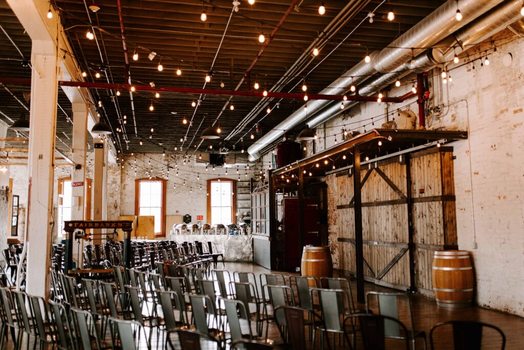 Wedding ceremony setup at Overbluff Cellars.